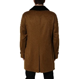 Brown Cashmere Mink Fur Men Overcoat Jacket