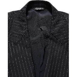 Black Stripes Wool Double Breasted Jacket