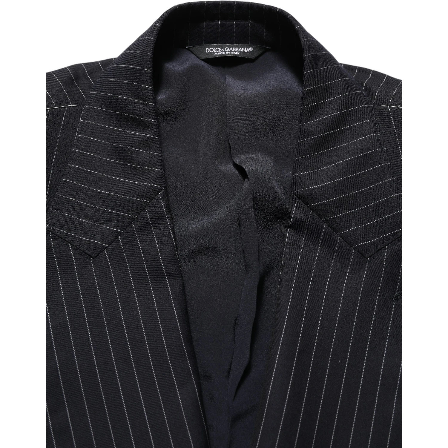 Black Stripes Wool Double Breasted Jacket