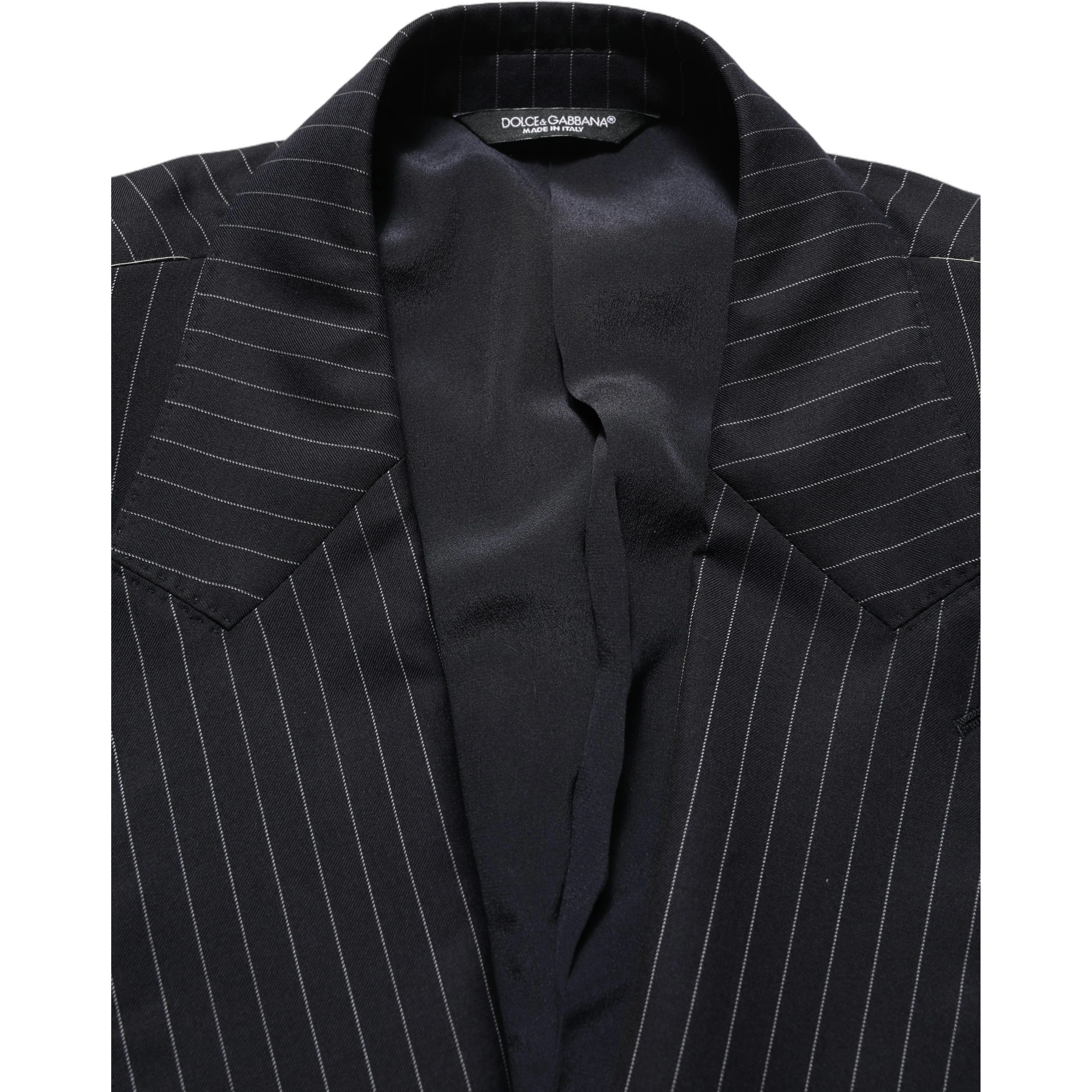 Black Stripes Wool Double Breasted Jacket