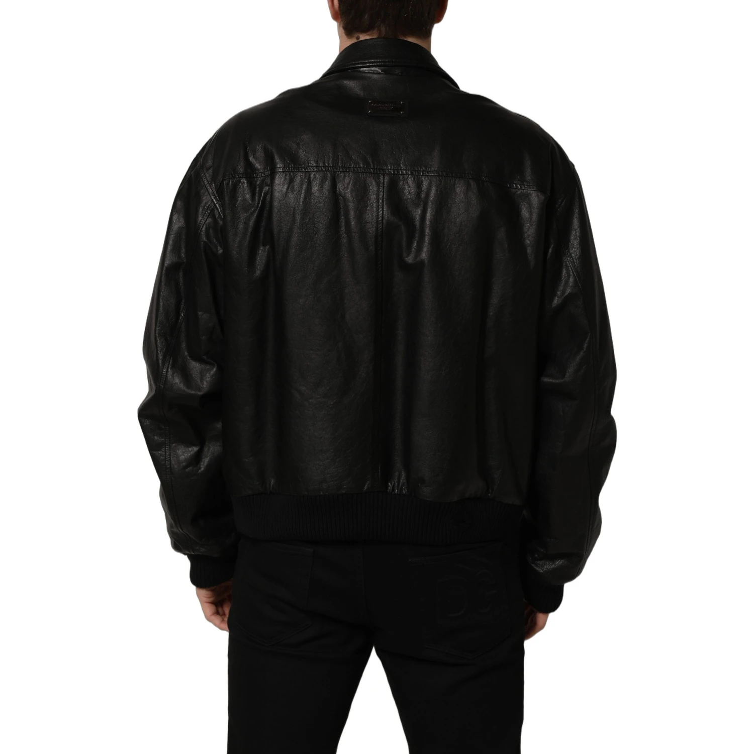 Black Leather Full Zip Men Biker Jacket