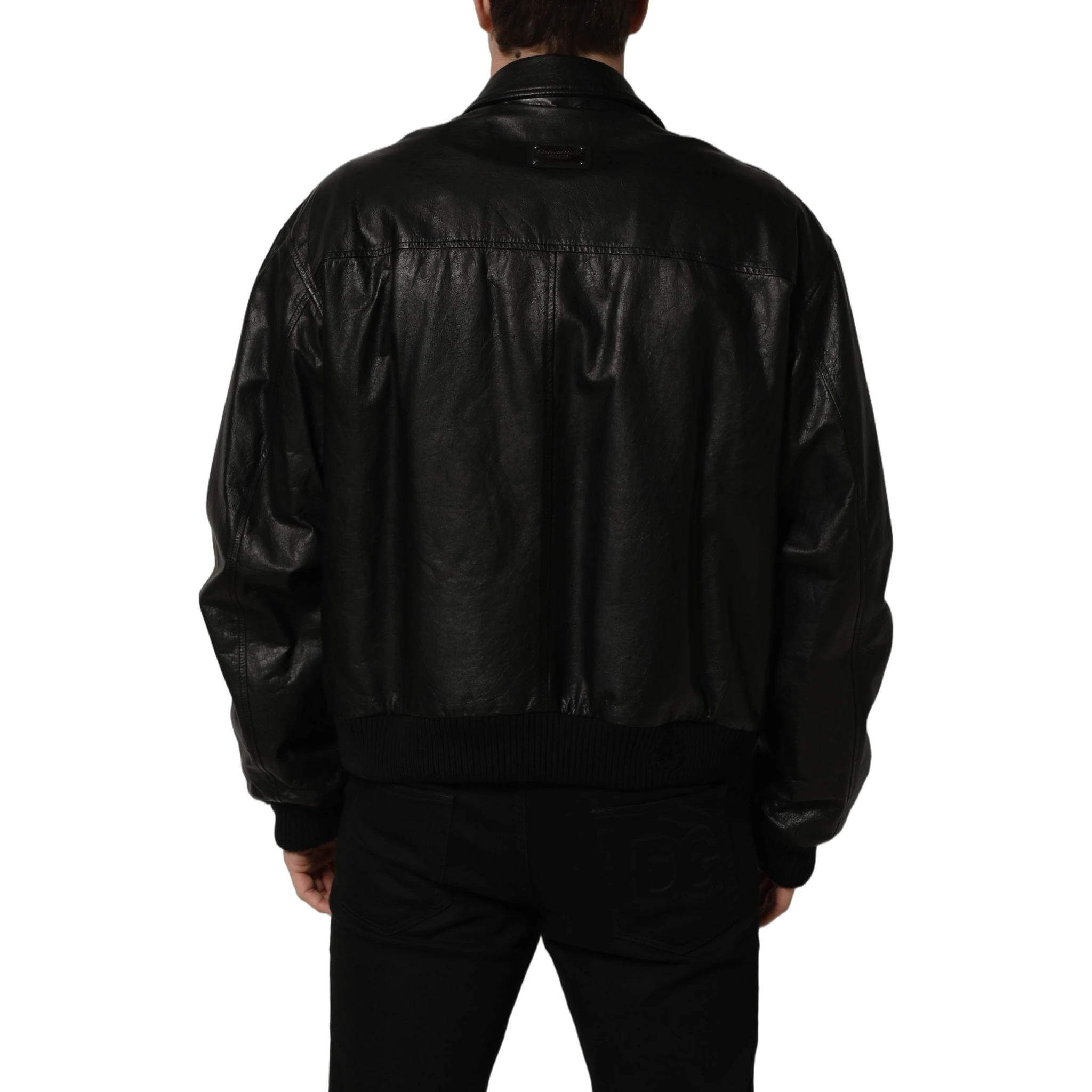 Black Leather Full Zip Men Biker Jacket