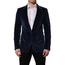 Blue Velvet Single Breasted Blazer Jacket