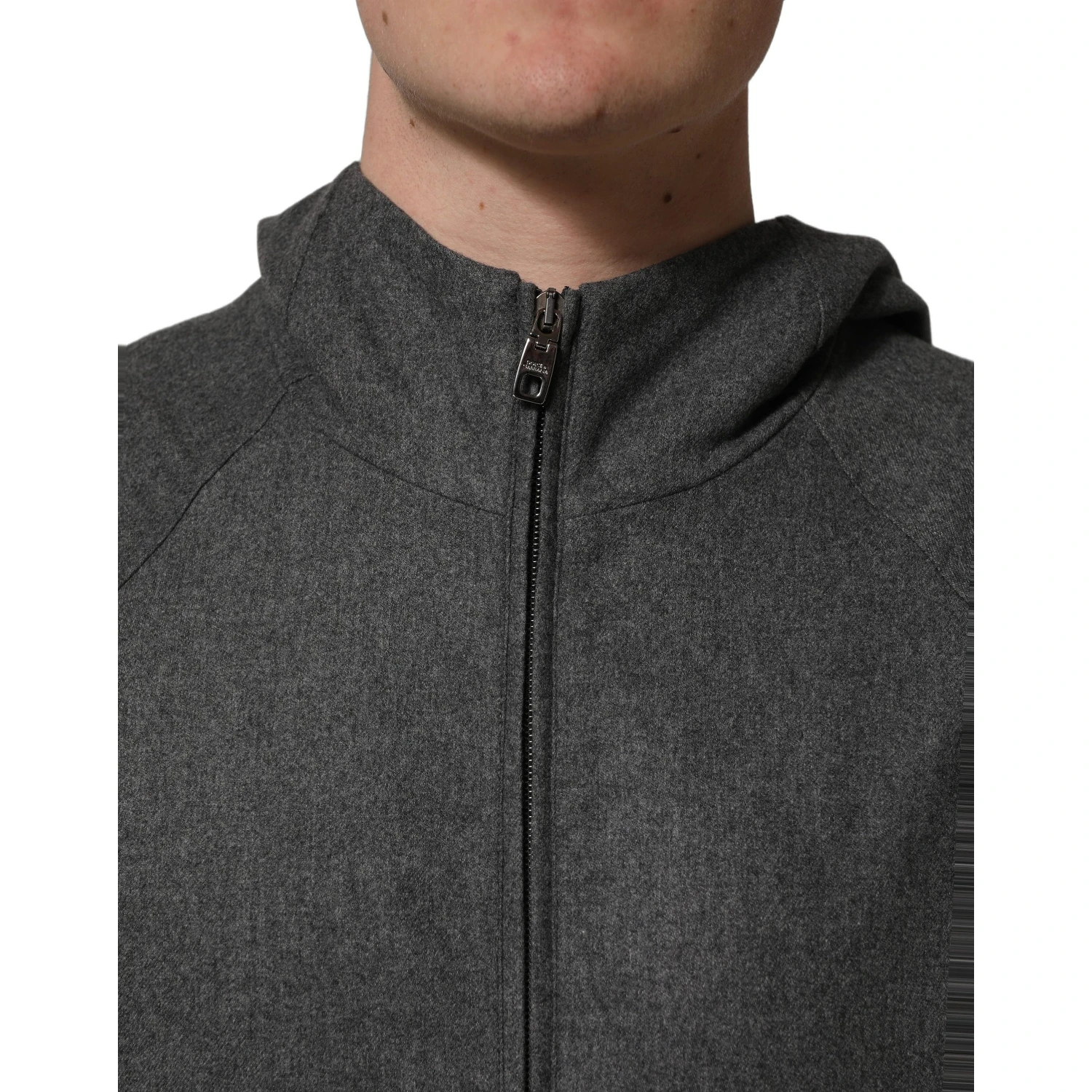 Gray Cotton Men Hooded Full Zip Bomber Jacket
