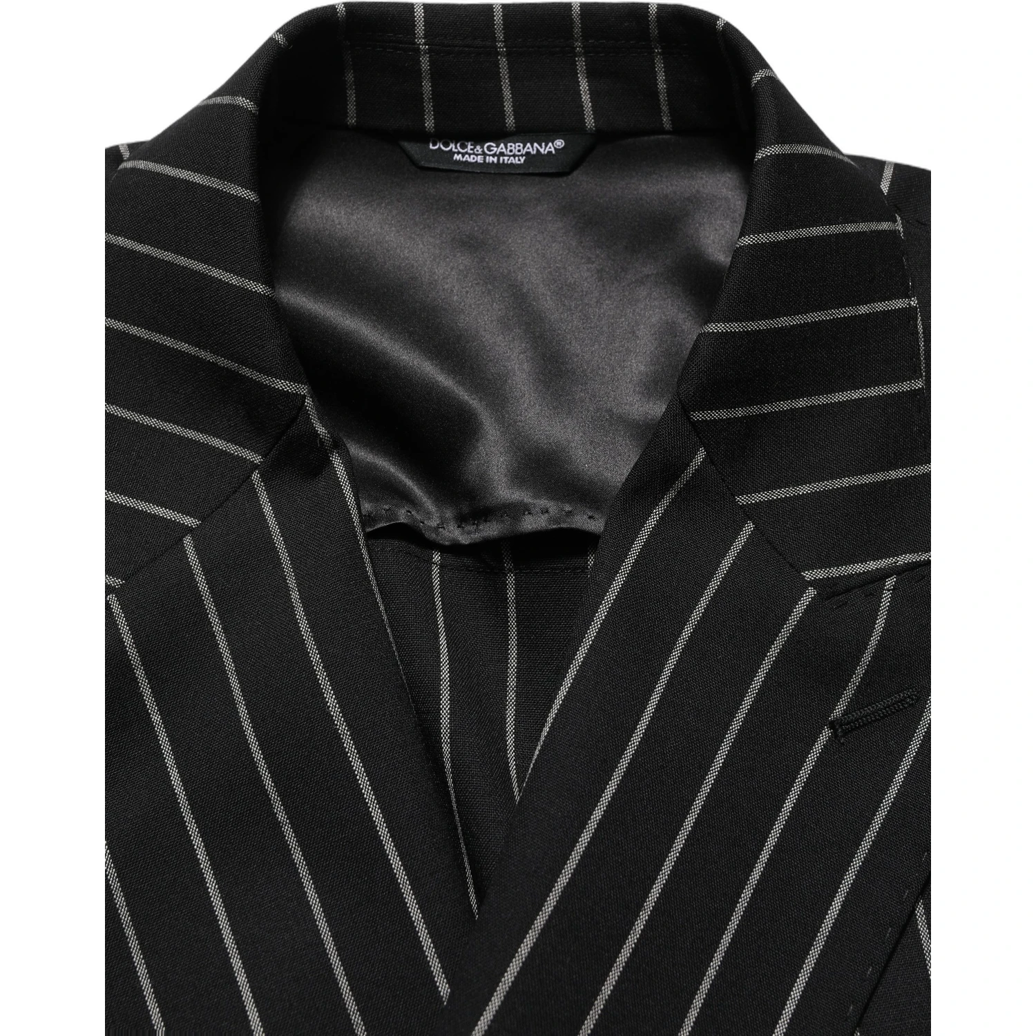 Black Stripes Wool Double Breasted Jacket