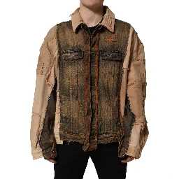 Multicolor Raw Cut Panelled Denim Men Jacket