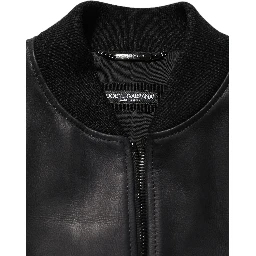 Black Leather Full Zip Men Biker Jacket