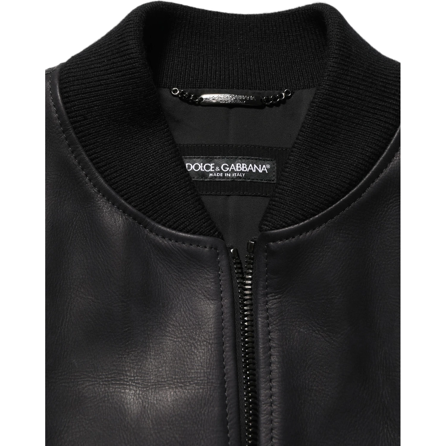 Black Leather Full Zip Men Biker Jacket