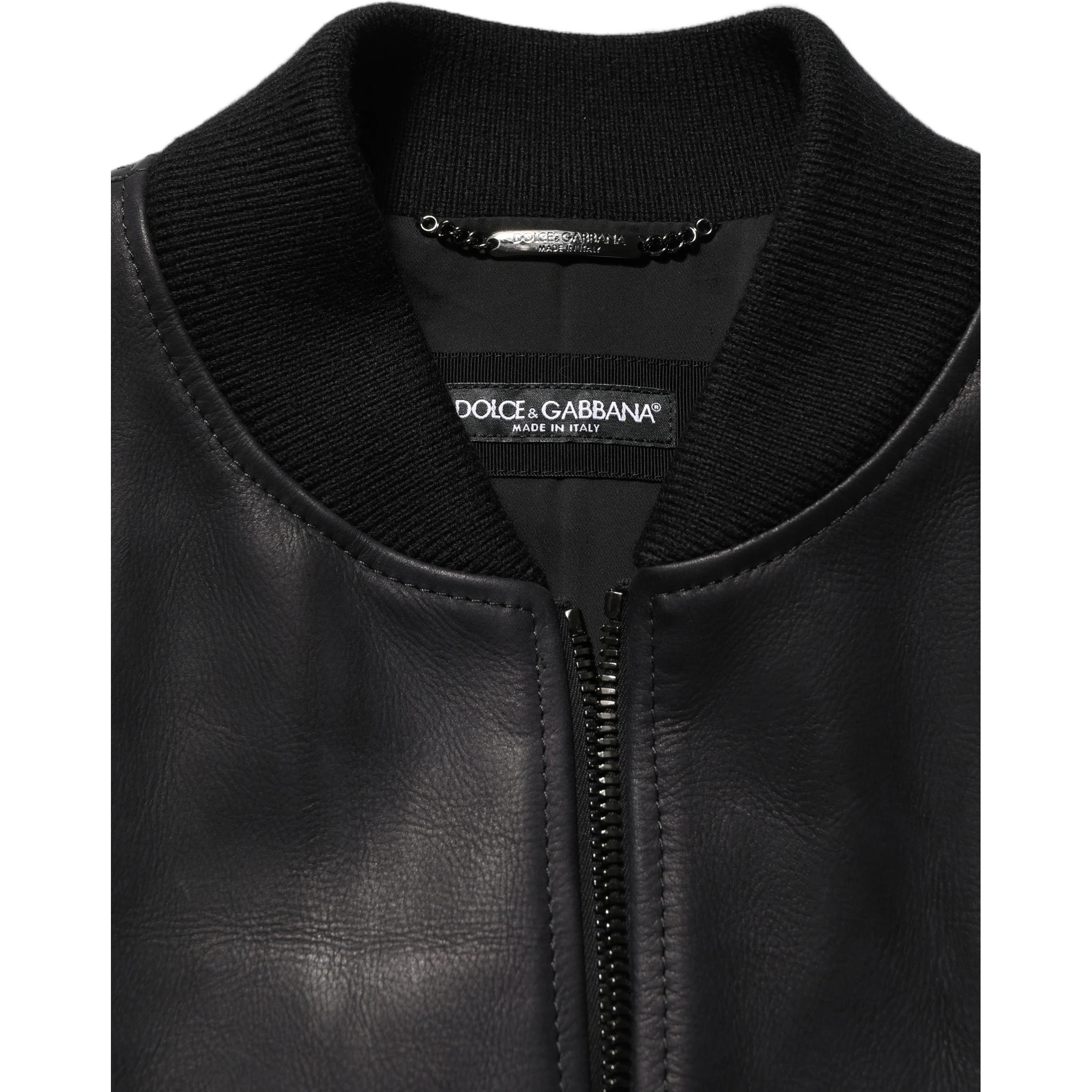 Black Leather Full Zip Men Biker Jacket