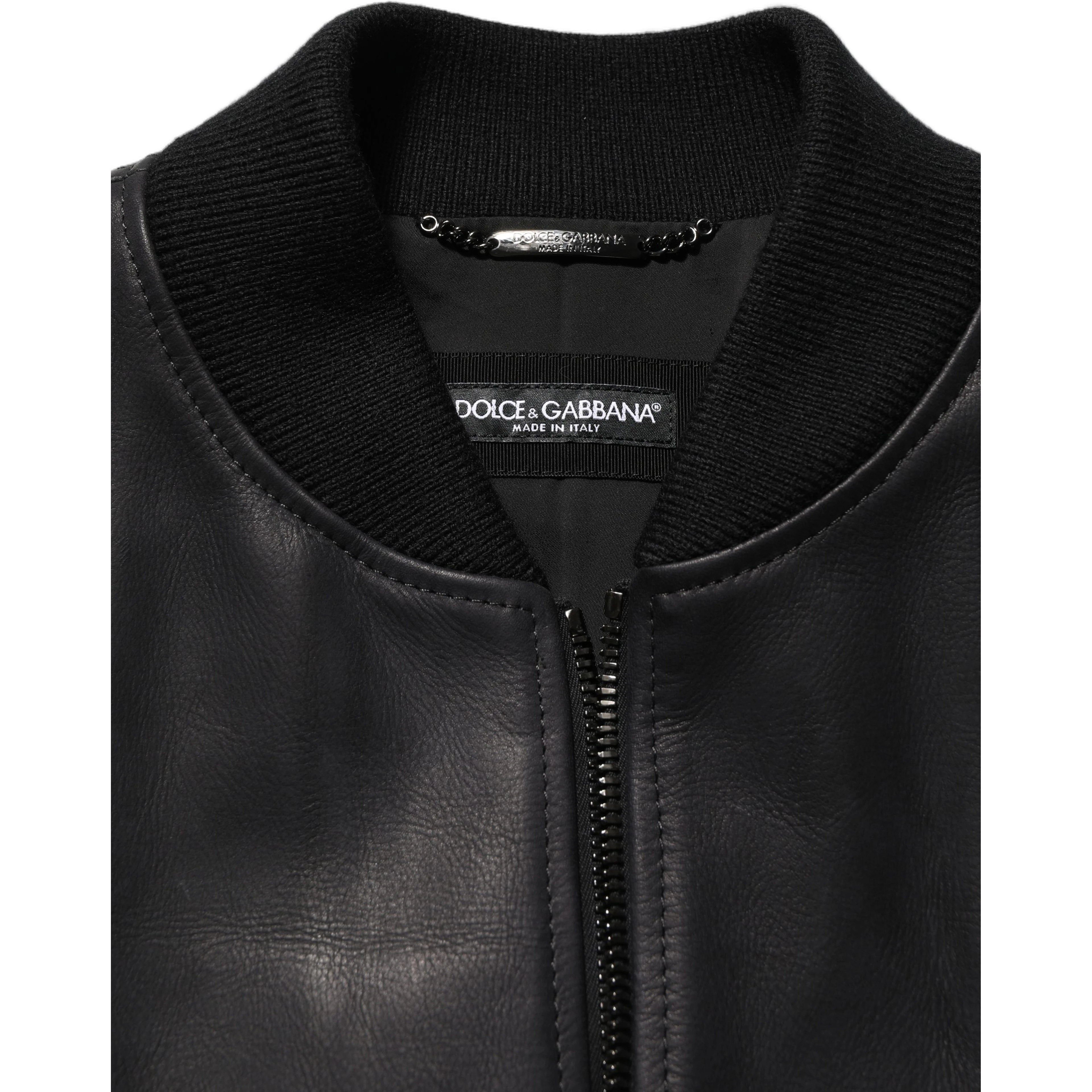 Black Leather Full Zip Men Biker Jacket