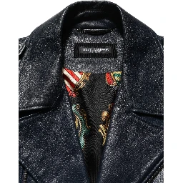 Black Leather Men Biker Coat Goatskin Jacket