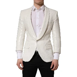 White Viscose Single Breasted Blazer Jacket