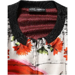 Multicolor Majolica Bull Print Bomber Jacket