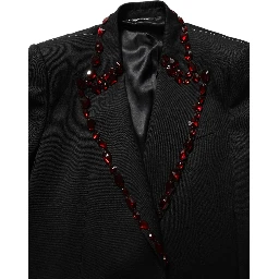 Black Crystal Embellished Coat Blazer Jacket