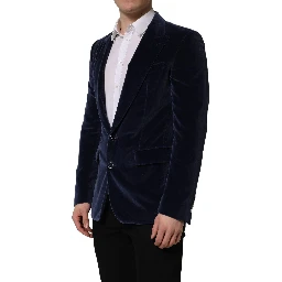 Blue Velvet Single Breasted Blazer Jacket