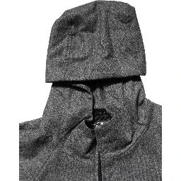 Gray Cotton Men Hooded Full Zip Bomber Jacket