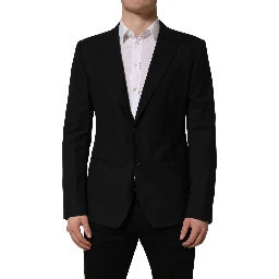 Black Wool Single Breasted Blazer Jacket