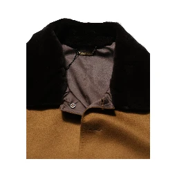 Brown Cashmere Mink Fur Men Overcoat Jacket