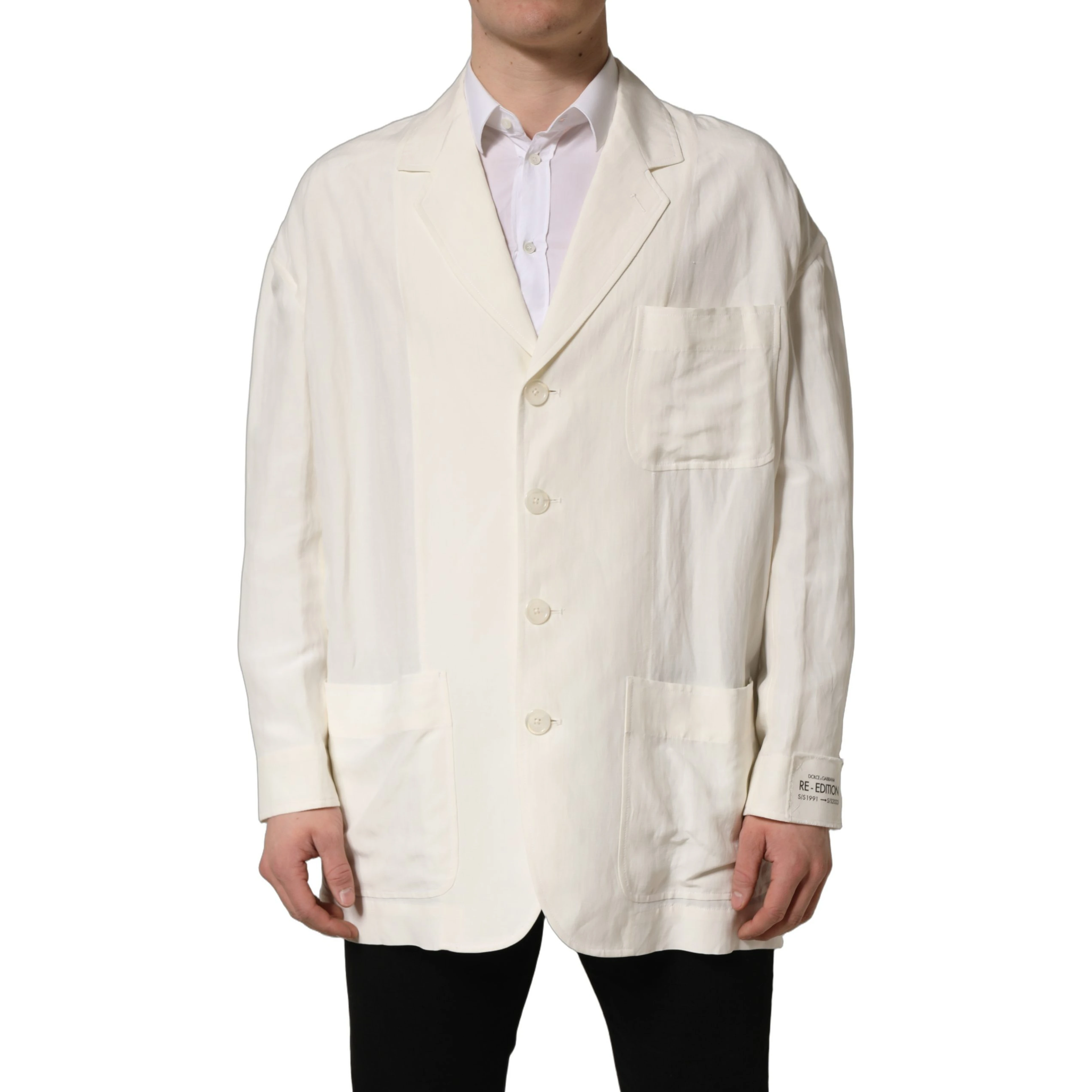 Off White Flax Single Breasted Blazer Jacket