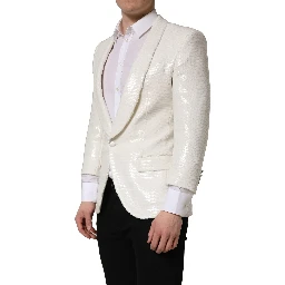 White Viscose Single Breasted Blazer Jacket