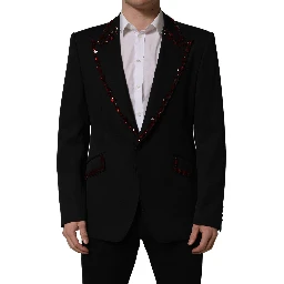 Black Crystal Embellished Coat Blazer Jacket