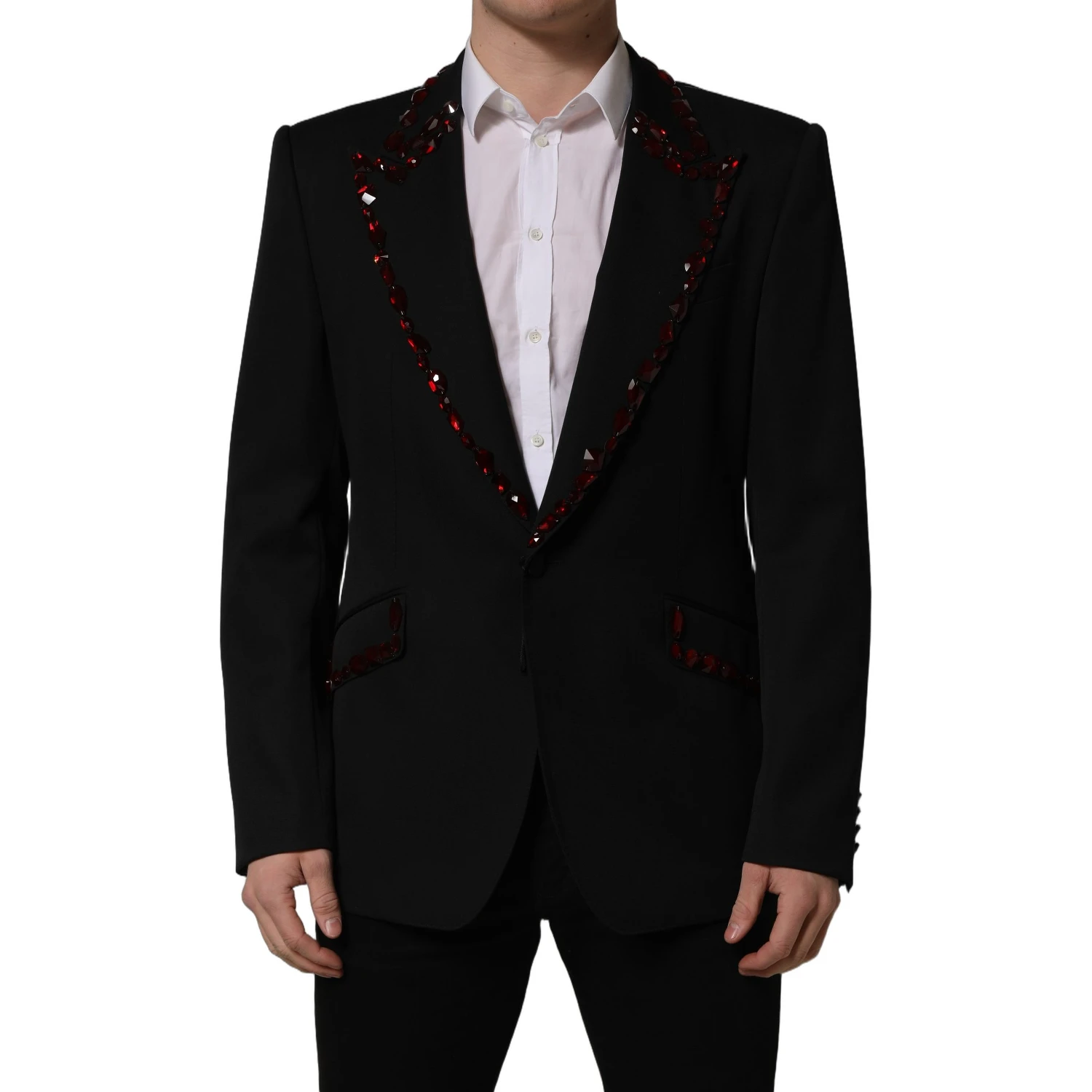 Black Crystal Embellished Coat Blazer Jacket