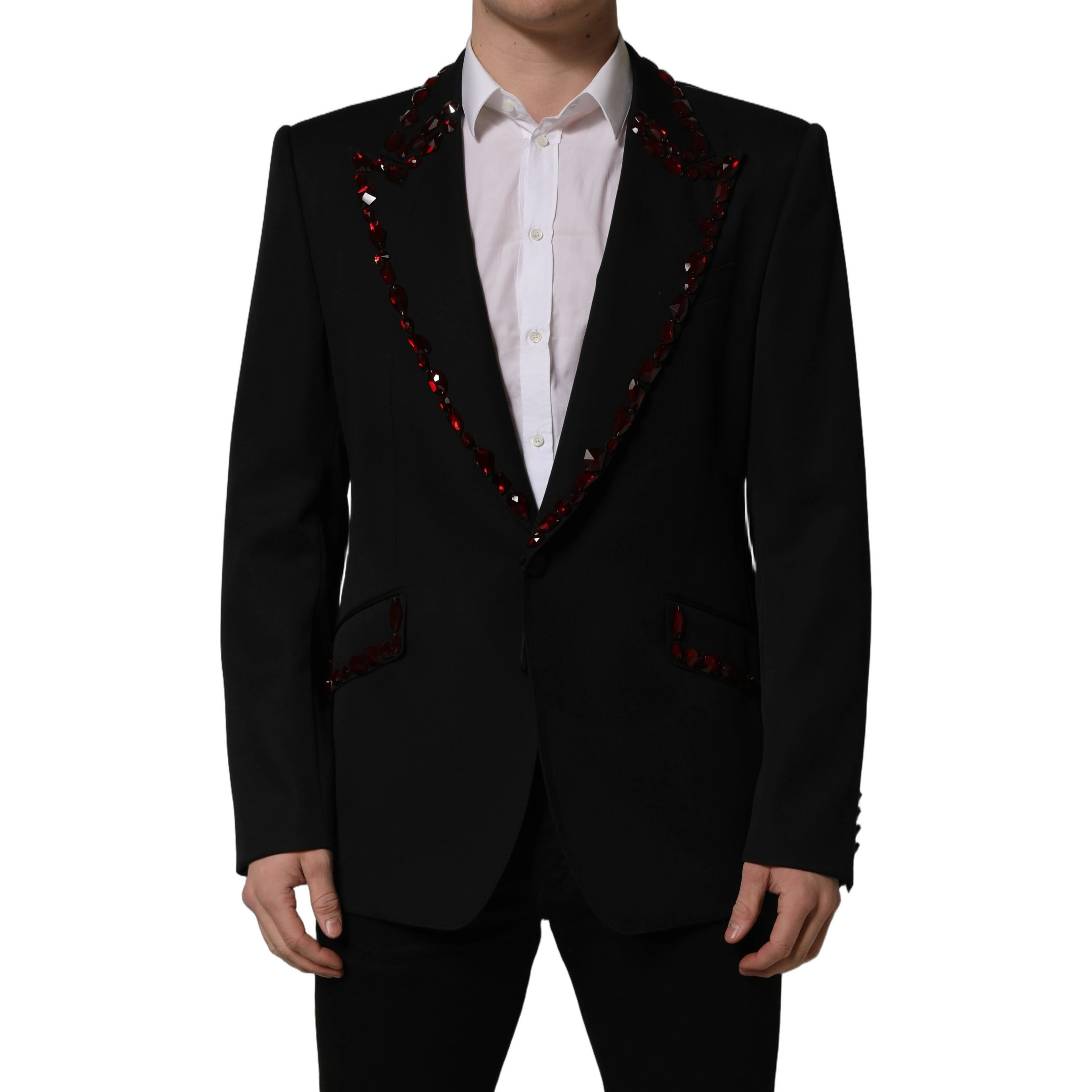 Black Crystal Embellished Coat Blazer Jacket