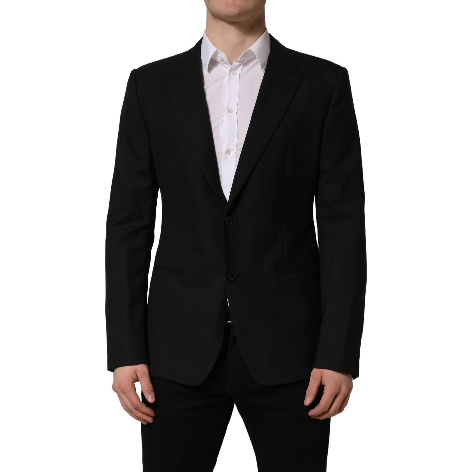 Black Wool Single Breasted Blazer Jacket