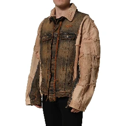 Multicolor Raw Cut Panelled Denim Men Jacket