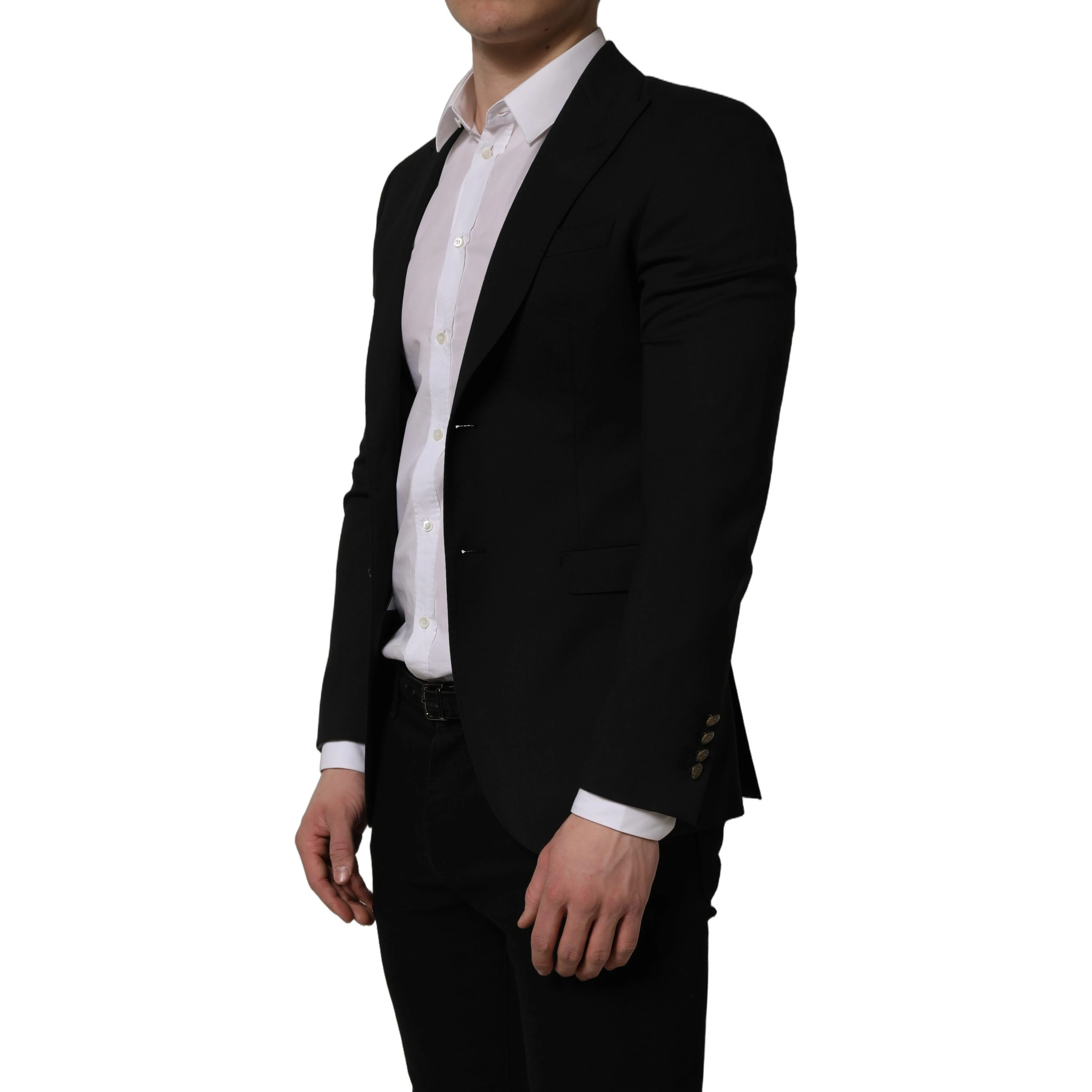 Black Polyester Single Breasted Blazer Jacket