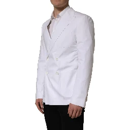 White Cotton Double Breasted Blazer Jacket