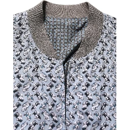 Light Blue Cotton Car Print Bomber Jacket