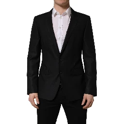 Black Wool Single Breasted Men Blazer Jacket