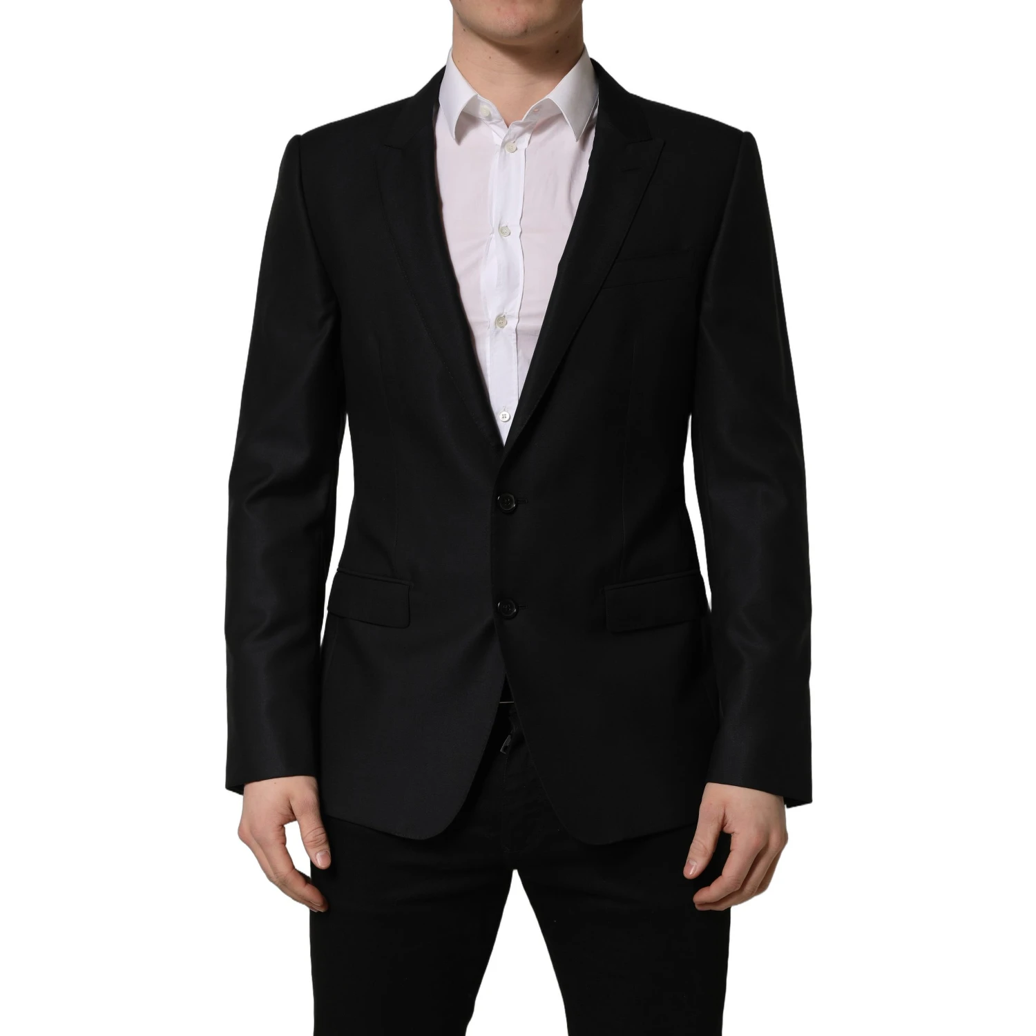 Black Wool Single Breasted Men Blazer Jacket