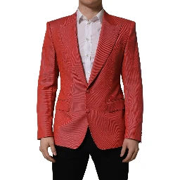 Red Wool Single Breasted Men Blazer Jacket
