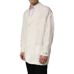 Off White Flax Single Breasted Blazer Jacket