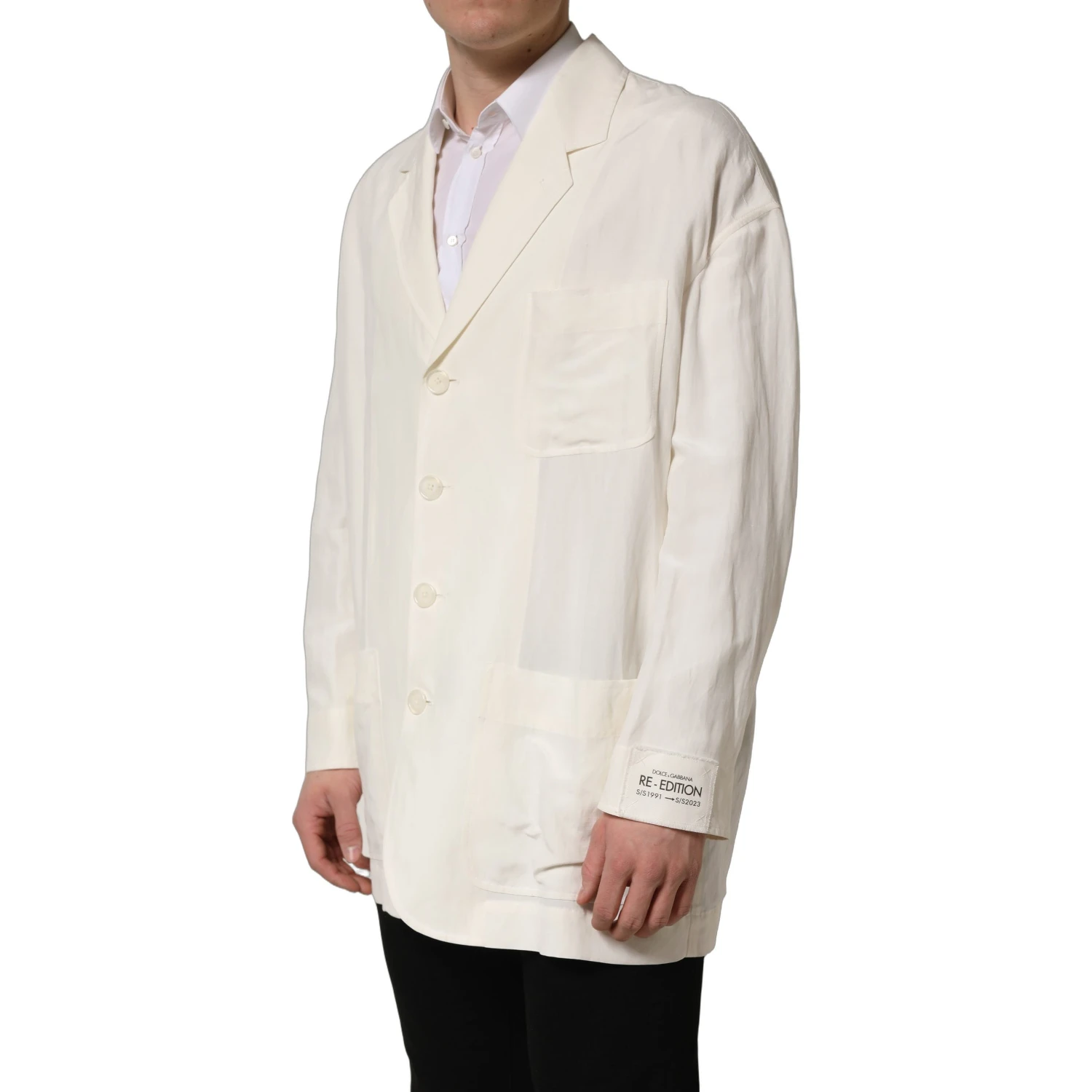 Off White Flax Single Breasted Blazer Jacket