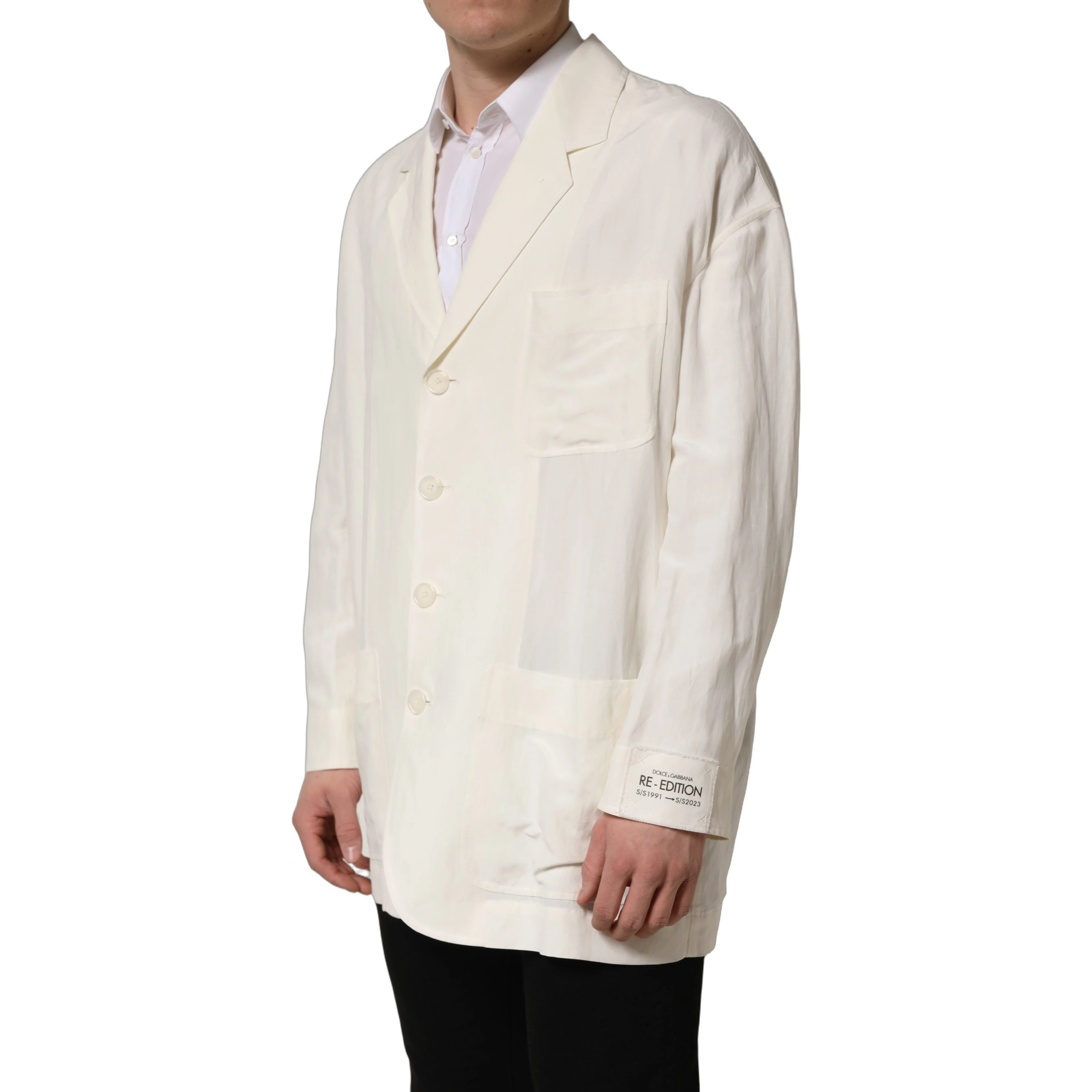 Off White Flax Single Breasted Blazer Jacket