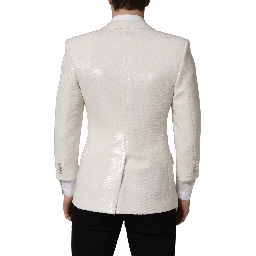 White Viscose Single Breasted Blazer Jacket
