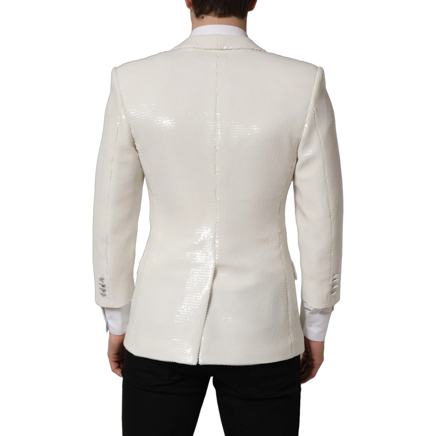 White Viscose Single Breasted Blazer Jacket