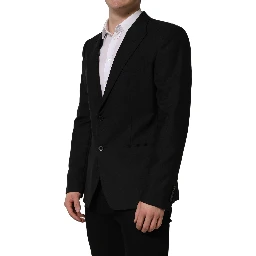 Black Wool Single Breasted Blazer Jacket