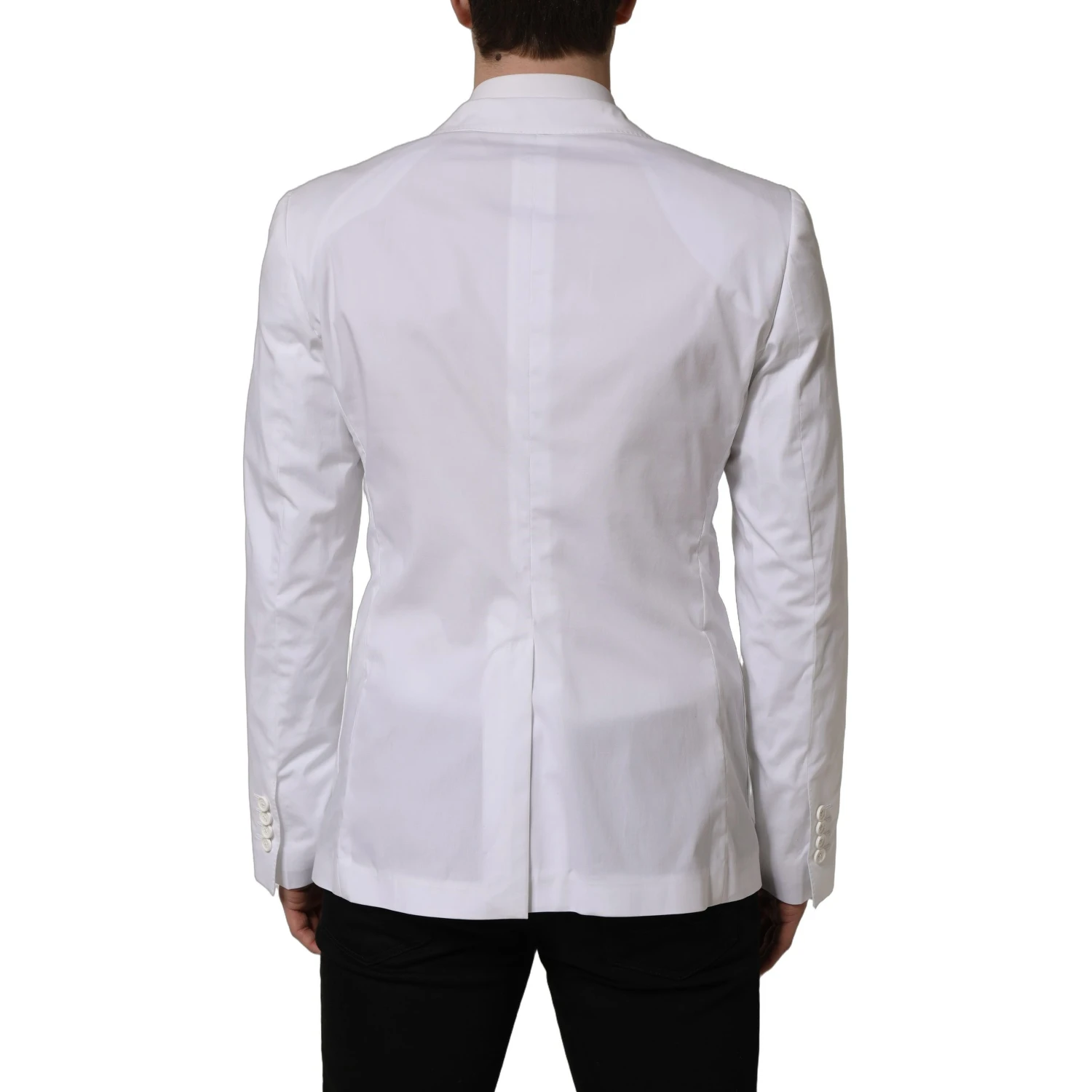 White Cotton Double Breasted Blazer Jacket