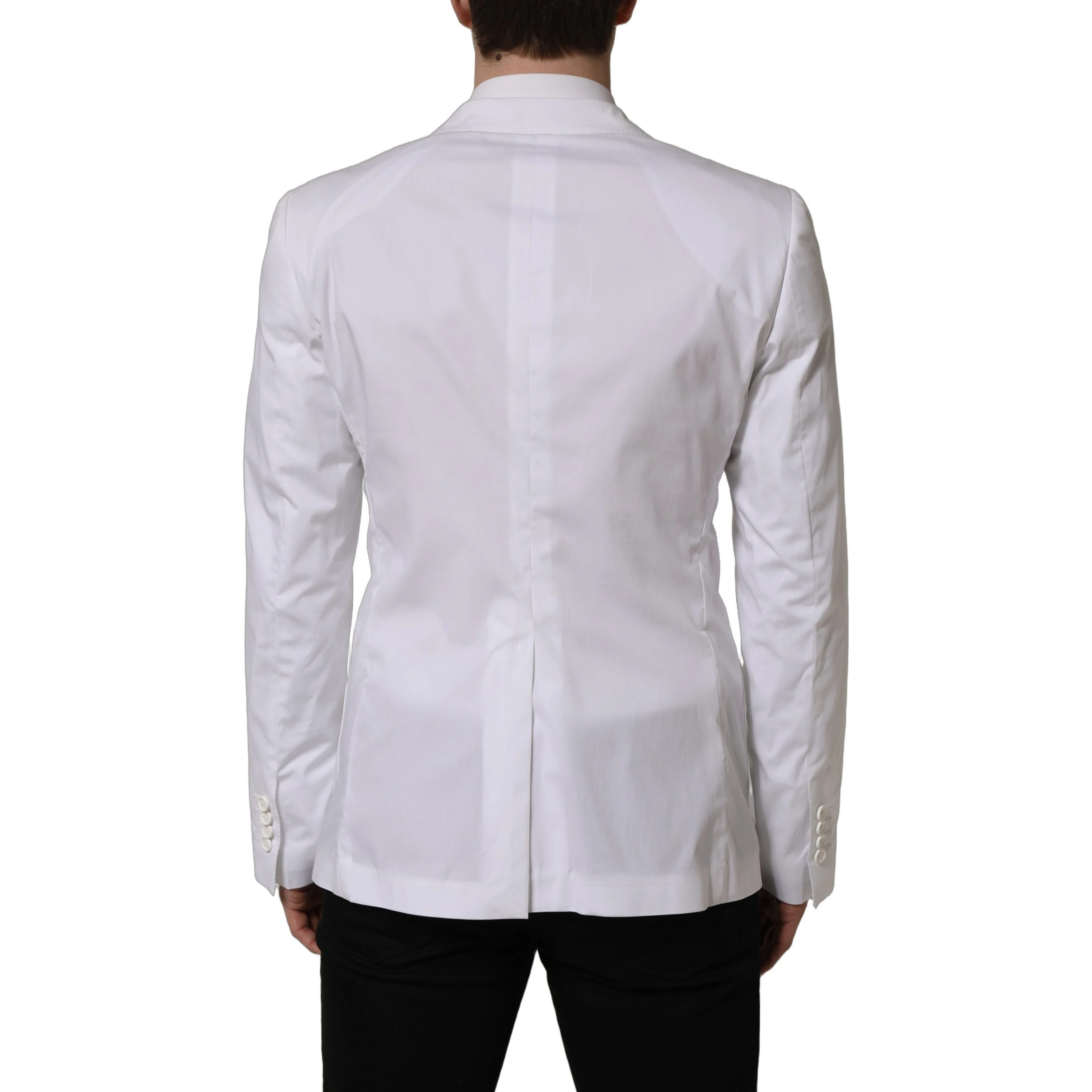 White Cotton Double Breasted Blazer Jacket