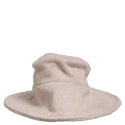 Women Beige Wool Knit Wide Brim Bucket Capello Hat