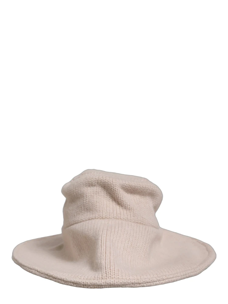 Women Beige Wool Knit Wide Brim Bucket Capello Hat alternative