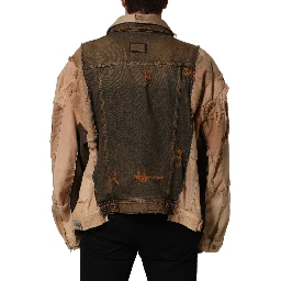 Multicolor Raw Cut Panelled Denim Men Jacket