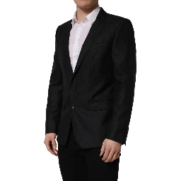Black Wool Single Breasted Men Blazer Jacket