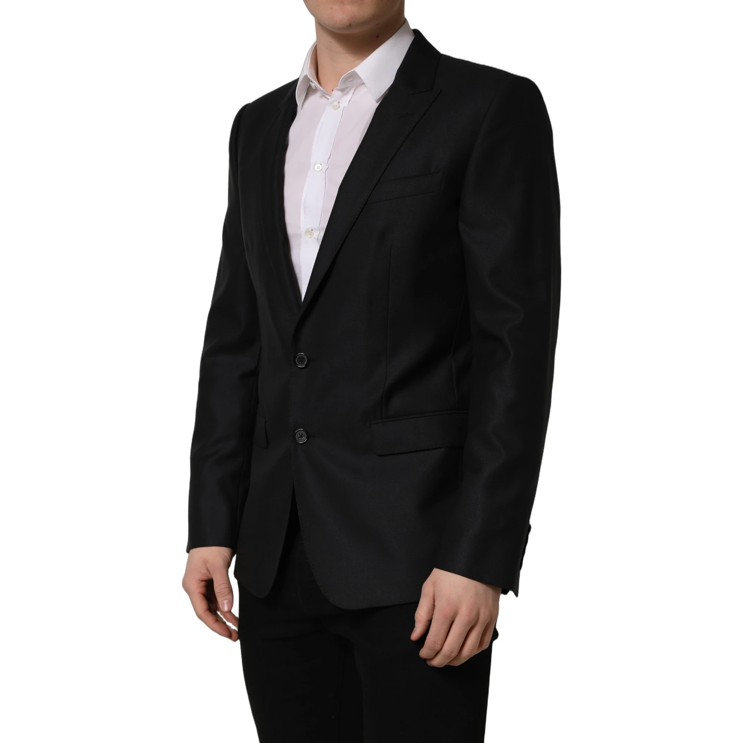 Black Wool Single Breasted Men Blazer Jacket
