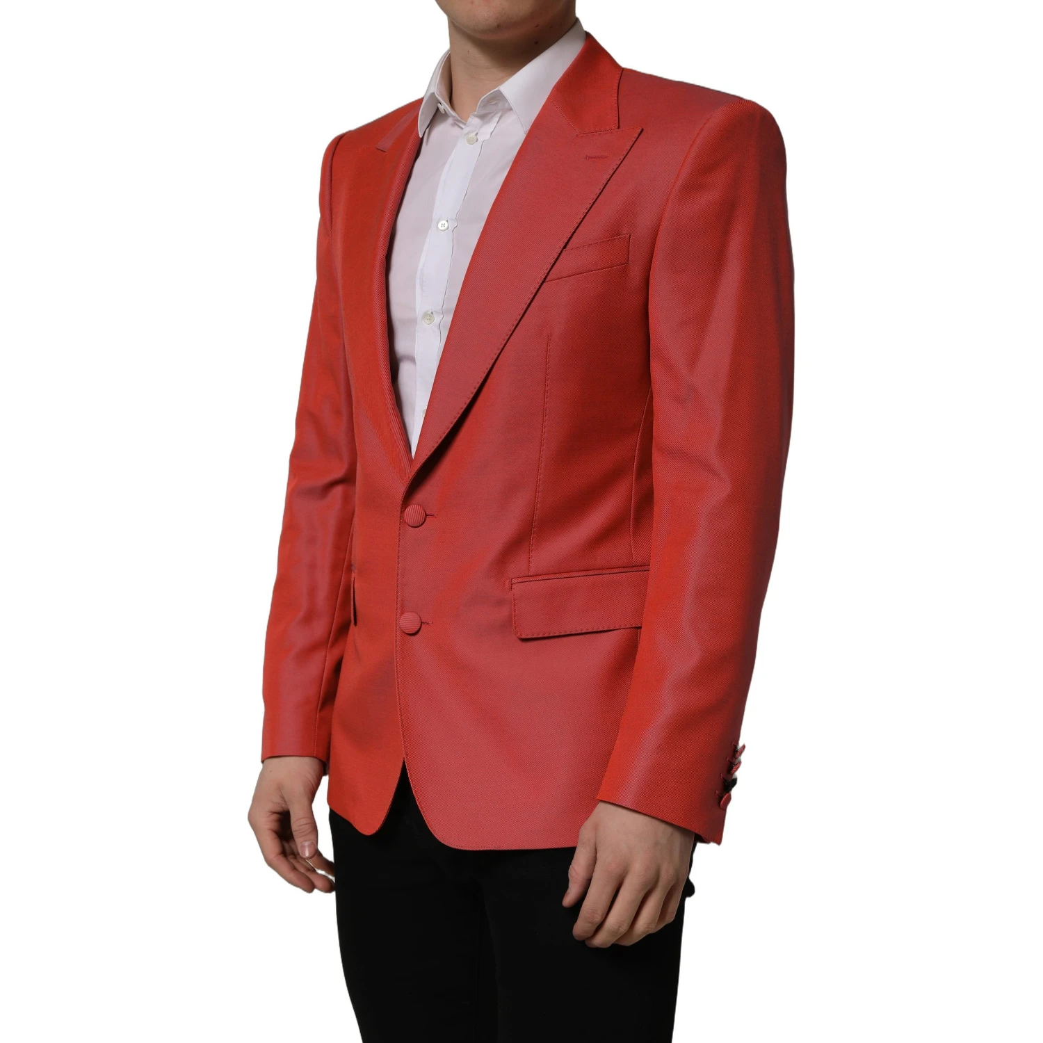 Red Wool Single Breasted Men Blazer Jacket
