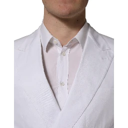 White Cotton Double Breasted Blazer Jacket